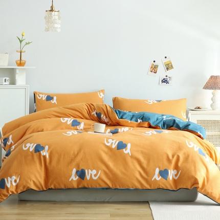 91家纺网 家纺一手货源 找家纺 （总）绫韵家纺2021新款简约加厚全棉磨毛套件系列四件套