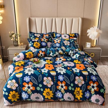 91家纺网 家纺一手货源 找家纺 （总）纽缦 2021新款牛奶绒四件套法莱水晶宝宝绒