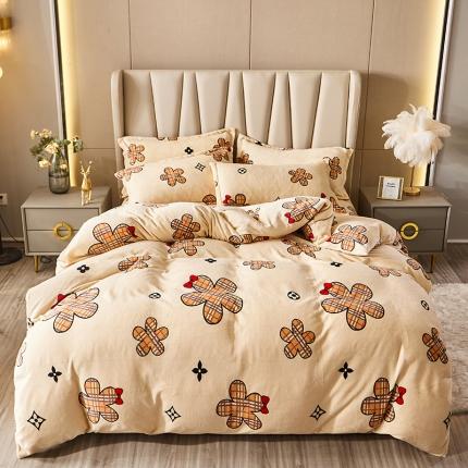 91家纺网 家纺一手货源 找家纺 （总）纽缦 2021新款牛奶绒四件套法莱水晶宝宝绒