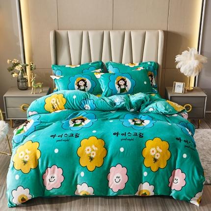 91家纺网 家纺一手货源 找家纺 （总）纽缦 2021新款牛奶绒四件套法莱水晶宝宝绒