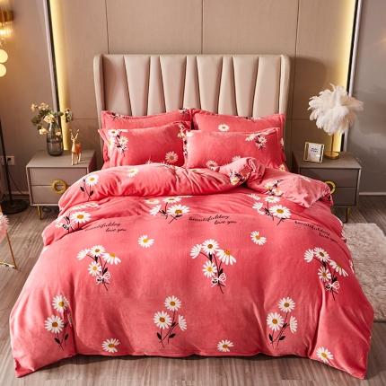 91家纺网 家纺一手货源 找家纺 （总）纽缦 2021新款牛奶绒四件套法莱水晶宝宝绒