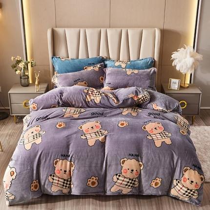 91家纺网 家纺一手货源 找家纺 （总）纽缦 2021新款牛奶绒四件套法莱水晶宝宝绒