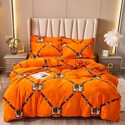 91家纺网 家纺一手货源 找家纺 （总）纽缦 2021新款牛奶绒四件套法莱水晶宝宝绒