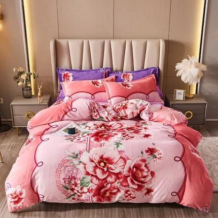 91家纺网 家纺一手货源 找家纺 （总）纽缦 2021新款牛奶绒四件套法莱水晶宝宝绒