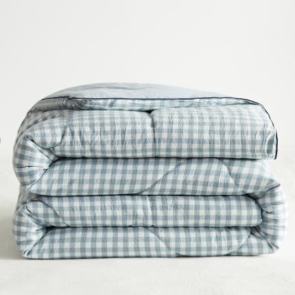 91家纺网 家纺一手货源 找家纺 格子铺2023新款全棉水洗棉棉花被 蓝小格