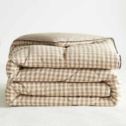 格子铺2023新款全棉水洗棉棉花被 咖小格