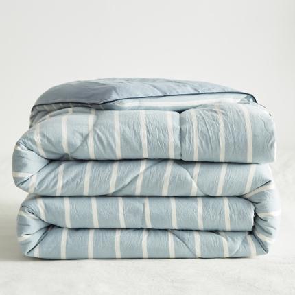 91家纺网 家纺一手货源 找家纺 格子铺2023新款全棉水洗棉棉花被 蓝条纹