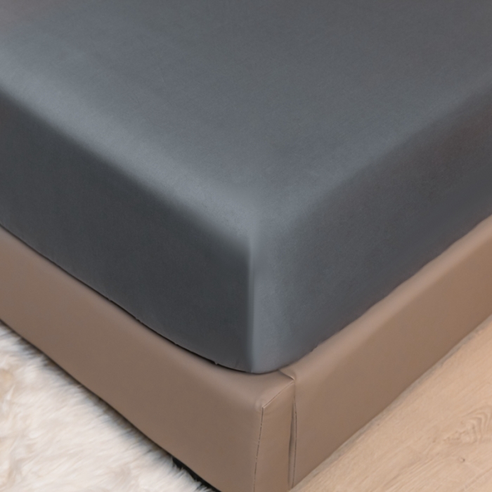 91家纺网 家纺一手货源 找家纺 秀色 50支贡缎床笠单件全棉纯棉床罩三件套帝王灰