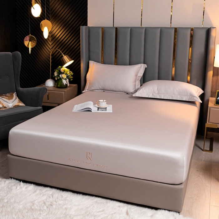 91家纺网 家纺一手货源 找家纺 秀色 50支贡缎床笠单件全棉纯棉床罩三件套粉末白