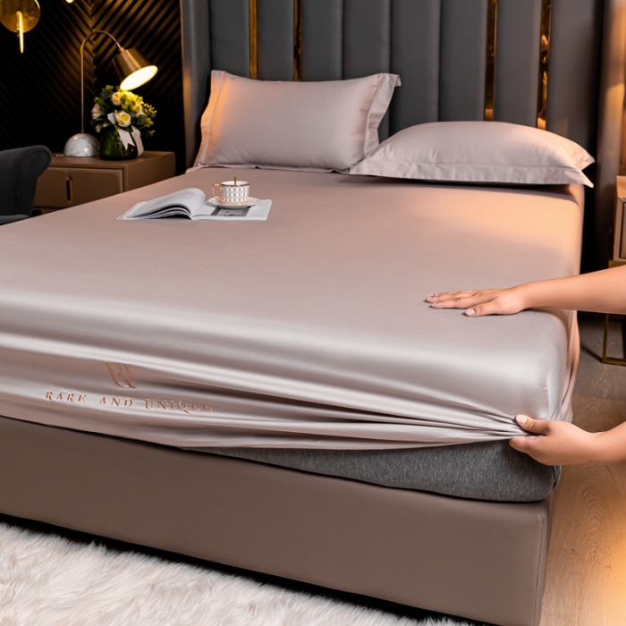 91家纺网 家纺一手货源 找家纺 秀色 50支贡缎床笠单件全棉纯棉床罩三件套粉末白