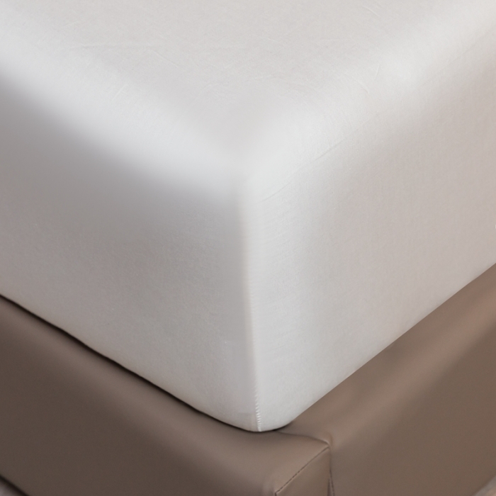 91家纺网 家纺一手货源 找家纺 秀色 50支贡缎床笠单件全棉纯棉床罩三件套雪月白