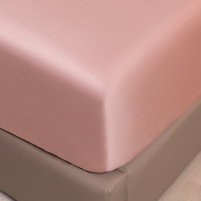 91家纺网 家纺一手货源 找家纺 秀色 50支贡缎床笠单件全棉纯棉床罩三件套玉颜粉