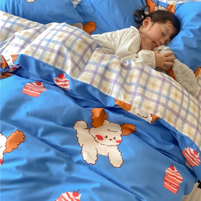 91家纺网 家纺一手货源 找家纺 棉眠 2021新款全棉宠物商店卡通系列四件套 狗狗蛋糕店