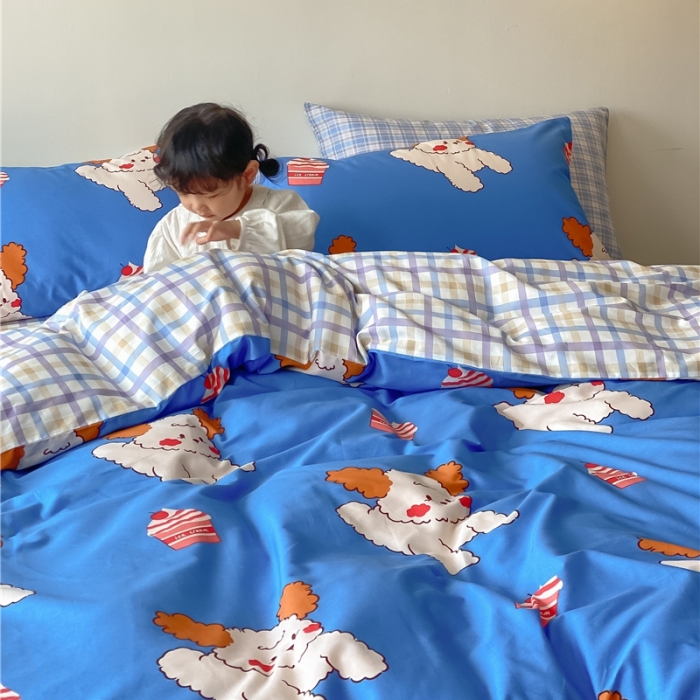 91家纺网 家纺一手货源 找家纺 棉眠 2021新款全棉宠物商店卡通系列四件套 狗狗蛋糕店