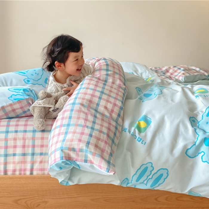 91家纺网 家纺一手货源 找家纺 棉眠 2021新款全棉宠物商店卡通系列四件套 兔兔柠檬茶