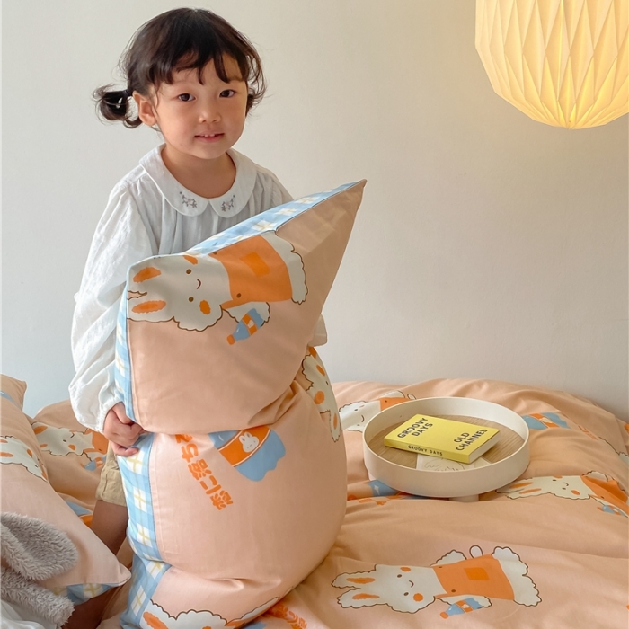 91家纺网 家纺一手货源 找家纺 棉眠 2021新款全棉宠物商店卡通系列四件套 小兔甜蜜汽水