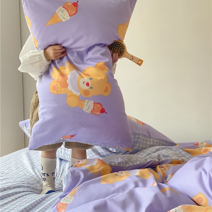 91家纺网 家纺一手货源 找家纺 棉眠 2021新款全棉宠物商店卡通系列四件套 小熊冰激凌