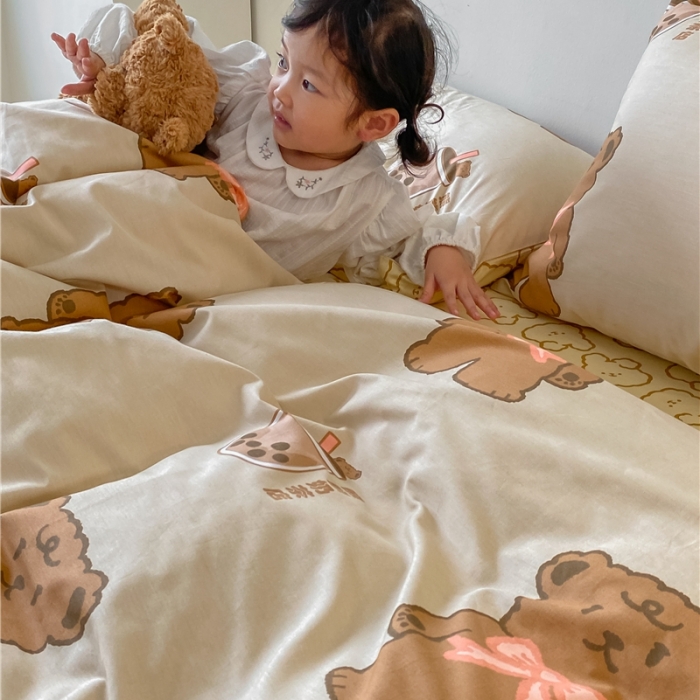 91家纺网 家纺一手货源 找家纺 棉眠 2021新款全棉宠物商店卡通系列四件套 熊熊奶茶店