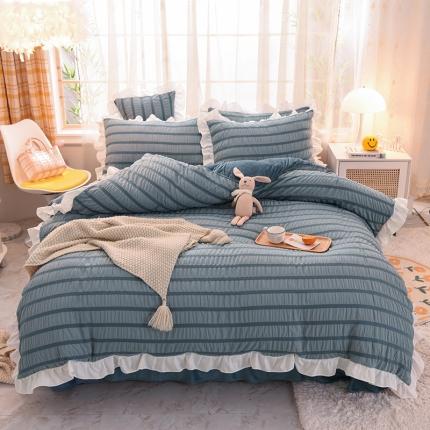 91家纺网 家纺一手货源 找家纺 （总）梦之岛2021新款甜心公主泡泡纱配水晶绒四件套