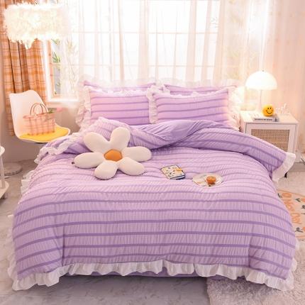 91家纺网 家纺一手货源 找家纺 （总）梦之岛2021新款甜心公主泡泡纱配水晶绒四件套