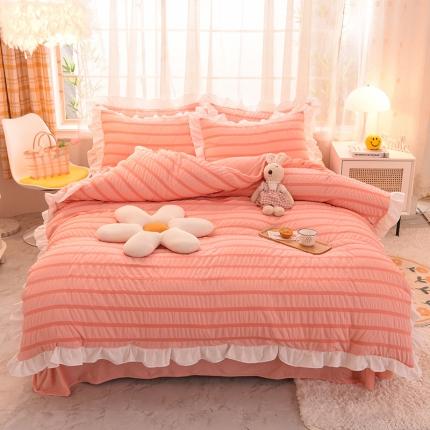 91家纺网 家纺一手货源 找家纺 （总）梦之岛2021新款甜心公主泡泡纱配水晶绒四件套