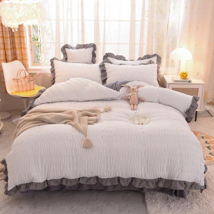 91家纺网 家纺一手货源 找家纺 （总）梦之岛2021新款甜心公主泡泡纱配水晶绒四件套