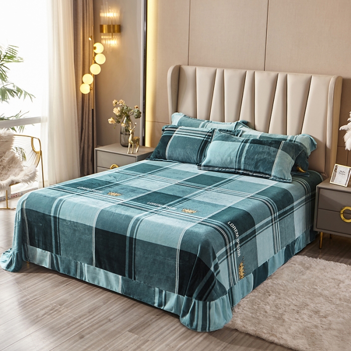 91家纺网 家纺一手货源 找家纺 纽缦 2021新款牛奶绒四件套法莱水晶宝宝绒 几何情调