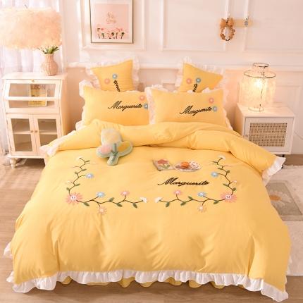 91家纺网 家纺一手货源 找家纺 （总）梦之岛2021新款倾城韩版磨毛蕾丝四件套