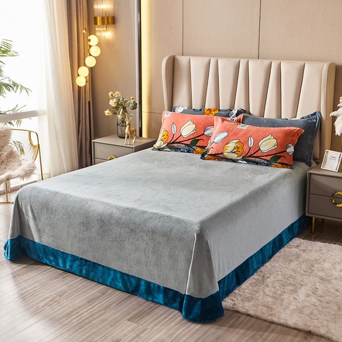 91家纺网 家纺一手货源 找家纺 纽缦 2021新款牛奶绒四件套法莱水晶宝宝绒 绝世花颜玉（大版）