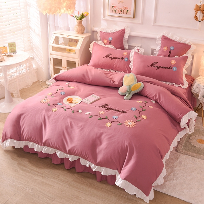 91家纺网 家纺一手货源 找家纺 （总）梦之岛2021新款倾城韩版磨毛蕾丝四件套