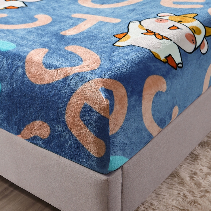 91家纺网 家纺一手货源 找家纺 纽缦 2021新款牛奶绒四件套法莱水晶宝宝绒 牛宝宝蓝