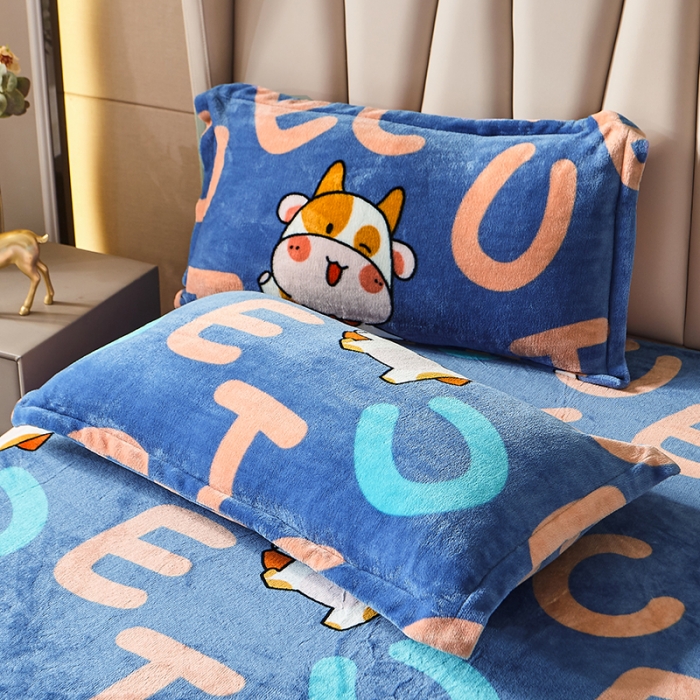 91家纺网 家纺一手货源 找家纺 纽缦 2021新款牛奶绒四件套法莱水晶宝宝绒 牛宝宝蓝