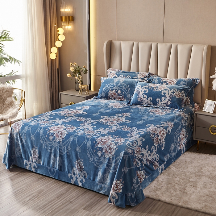 91家纺网 家纺一手货源 找家纺 纽缦 2021新款牛奶绒四件套法莱水晶宝宝绒 欧海风情