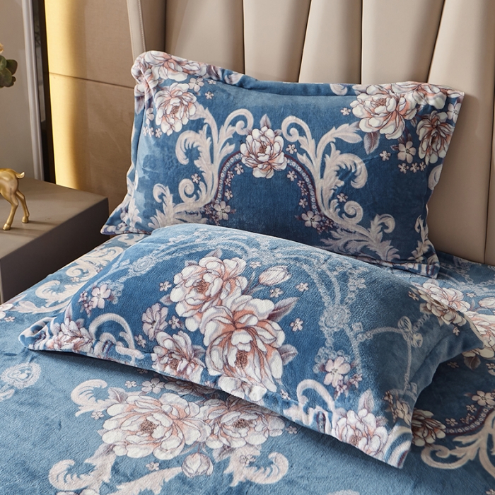 91家纺网 家纺一手货源 找家纺 纽缦 2021新款牛奶绒四件套法莱水晶宝宝绒 欧海风情