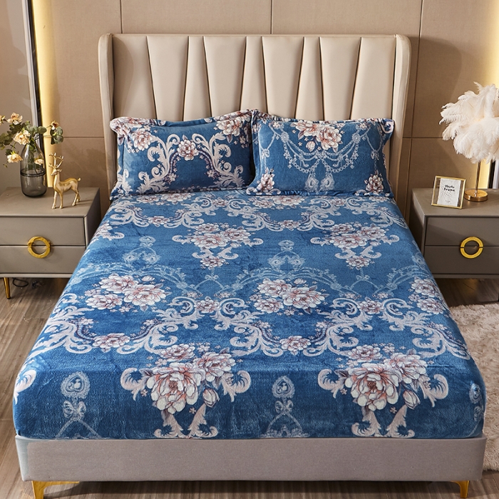 91家纺网 家纺一手货源 找家纺 纽缦 2021新款牛奶绒四件套法莱水晶宝宝绒 欧海风情