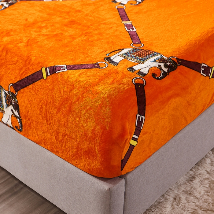 91家纺网 家纺一手货源 找家纺 纽缦 2021新款牛奶绒四件套法莱水晶宝宝绒 塞亚橘