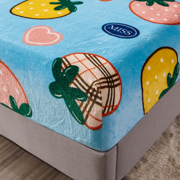 91家纺网 家纺一手货源 找家纺 纽缦 2021新款牛奶绒四件套法莱水晶宝宝绒 硕果蓝