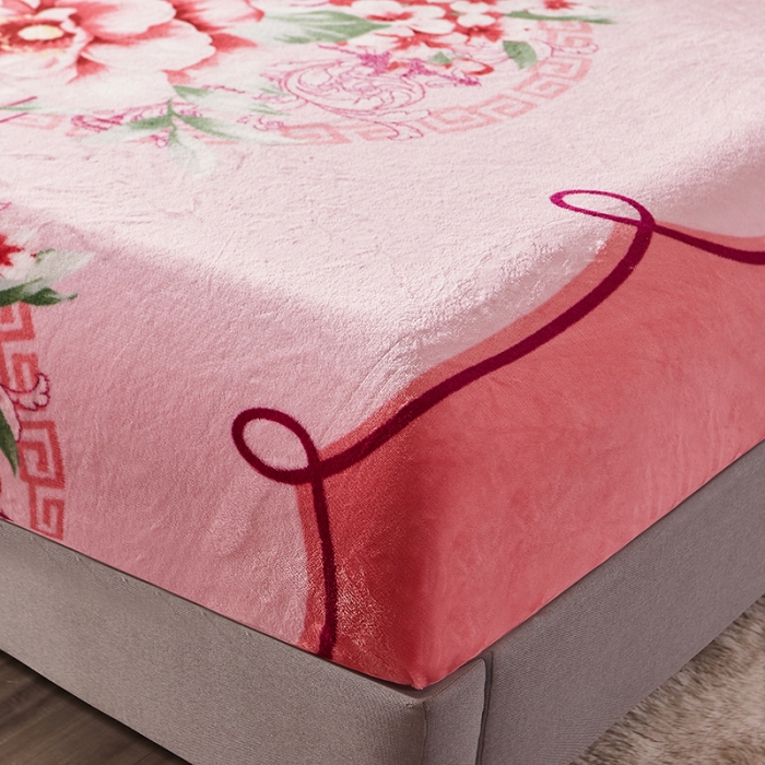 91家纺网 家纺一手货源 找家纺 纽缦 2021新款牛奶绒四件套法莱水晶宝宝绒 婉韵红（大版）