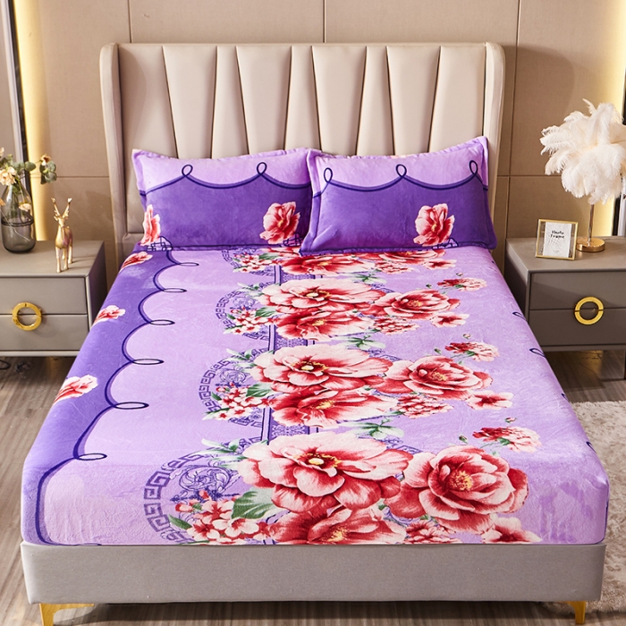 91家纺网 家纺一手货源 找家纺 纽缦 2021新款牛奶绒四件套法莱水晶宝宝绒 婉韵紫（大版）