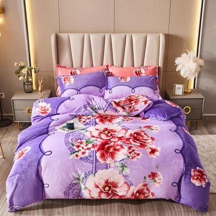 纽缦 2021新款牛奶绒四件套法莱水晶宝宝绒 婉韵紫（大版）