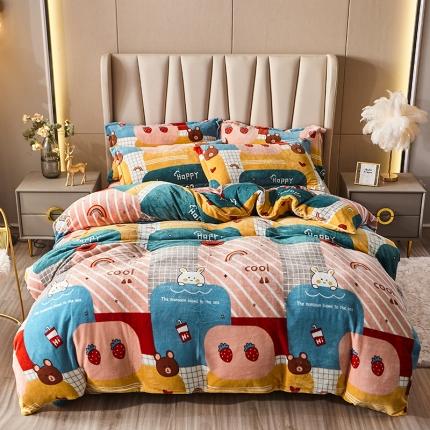 纽缦 2021新款牛奶绒四件套法莱水晶宝宝绒 遐想空间