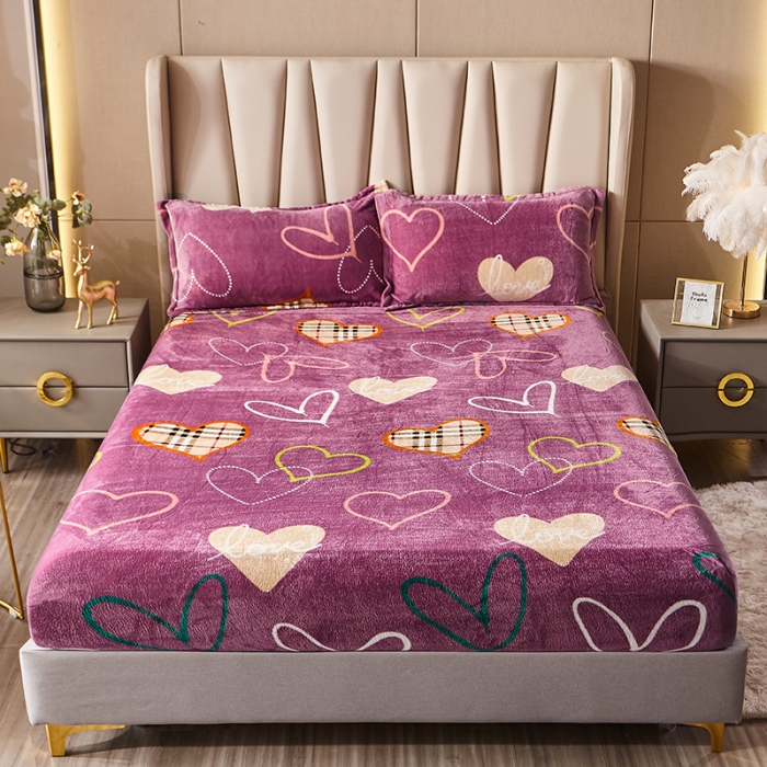 91家纺网 家纺一手货源 找家纺 纽缦 2021新款牛奶绒四件套法莱水晶宝宝绒 心动豆沙