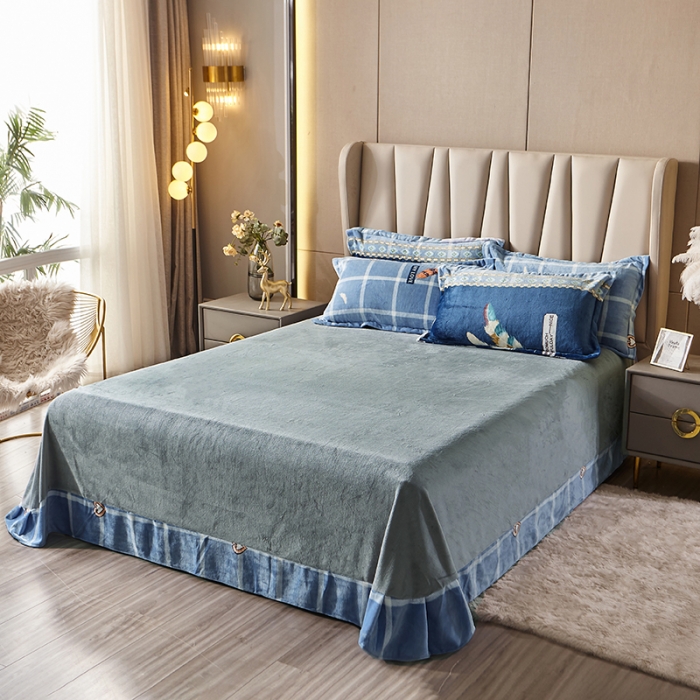 91家纺网 家纺一手货源 找家纺 纽缦 2021新款牛奶绒四件套法莱水晶宝宝绒 羽毛（大版）