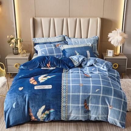 纽缦 2021新款牛奶绒四件套法莱水晶宝宝绒 羽毛（大版）