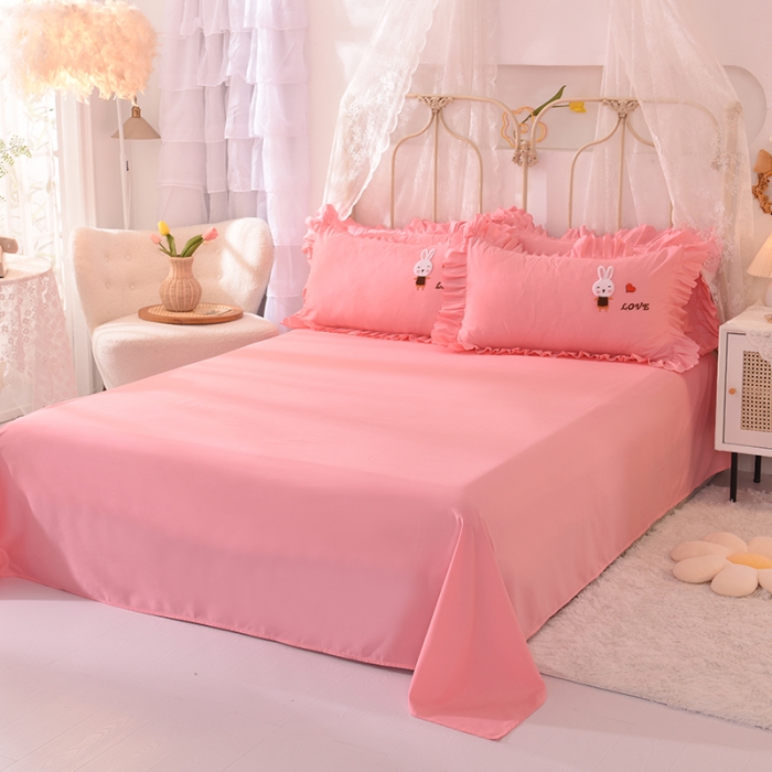 91家纺网 家纺一手货源 找家纺 （总）梦之岛2021新款萌萌兔韩版磨毛蕾丝四件套