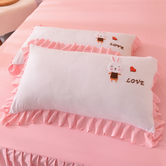 91家纺网 家纺一手货源 找家纺 （总）梦之岛2021新款萌萌兔韩版磨毛蕾丝四件套