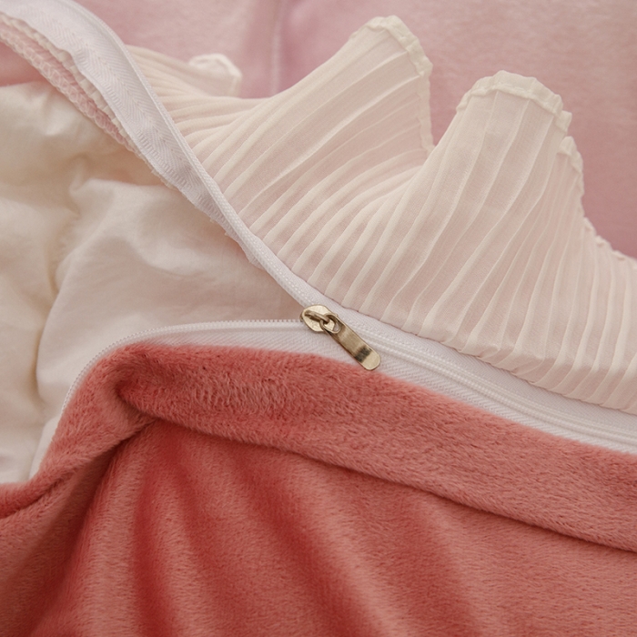 91家纺网 家纺一手货源 找家纺 纽缦 2021新款韩版水晶绒床单四件套法莱水晶牛奶 太空小超人-粉豆沙