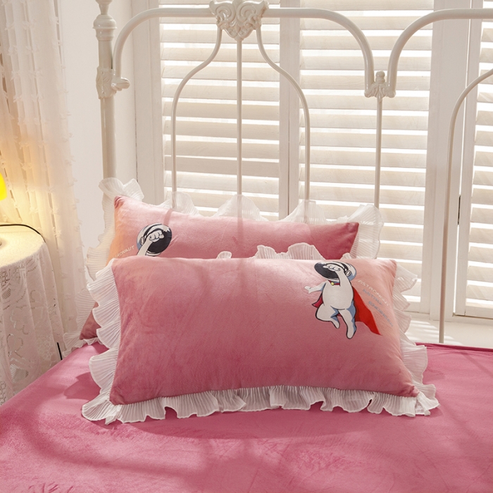 91家纺网 家纺一手货源 找家纺 纽缦 2021新款韩版水晶绒床单四件套法莱水晶牛奶 太空小超人-深浅豆沙