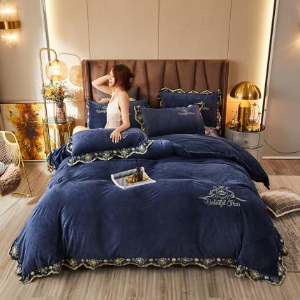 91家纺网 家纺一手货源 找家纺 （总）铠畅爱丽丝水晶绒刺绣四件套宝宝牛奶绒加厚量大从优