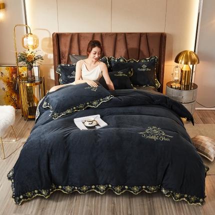 91家纺网 家纺一手货源 找家纺 （总）铠畅爱丽丝水晶绒刺绣四件套宝宝牛奶绒加厚量大从优